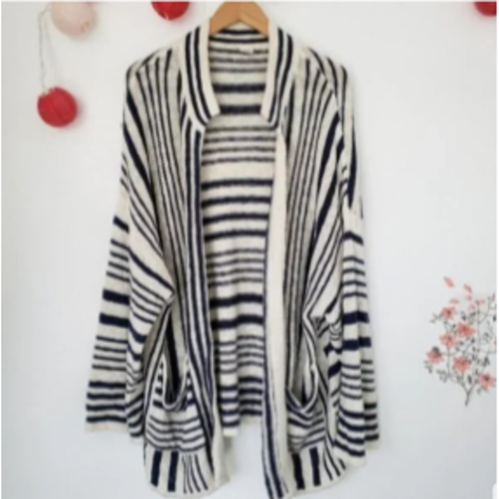 GAP Cozy knitted striped oversized open cardigan cozy sweater L